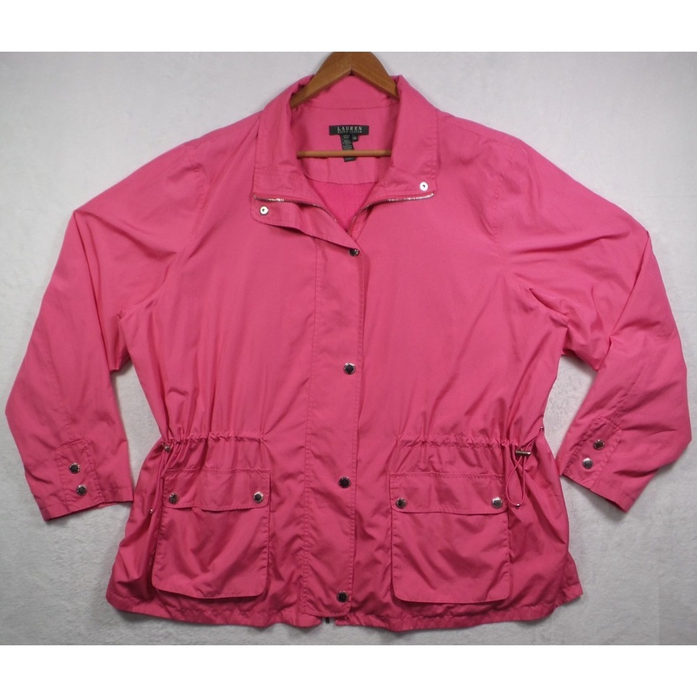 Lauren Ralph Lauren Jacket Womens Size 3X Pink Windbreaker Full Zip Snap